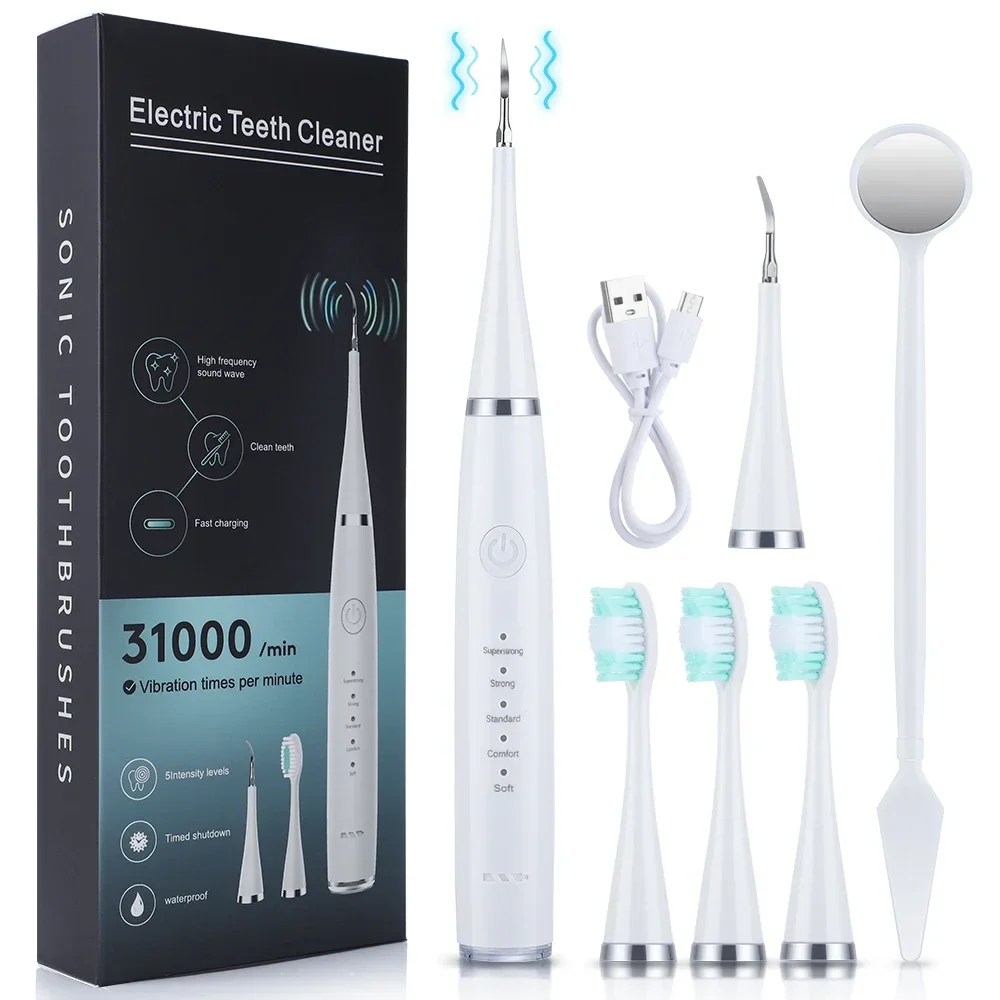 Teeth Whitening Mouthwash - เครื่องขูดหินปูนอัลตราโซนิกสำหรับทำความสะอาดฟัน กำจัดคราบหินปูน กำจัดคราบพลัค ชาร์จซ้ำได้ ฟอกสีฟัน ดูแลช่องปาก
