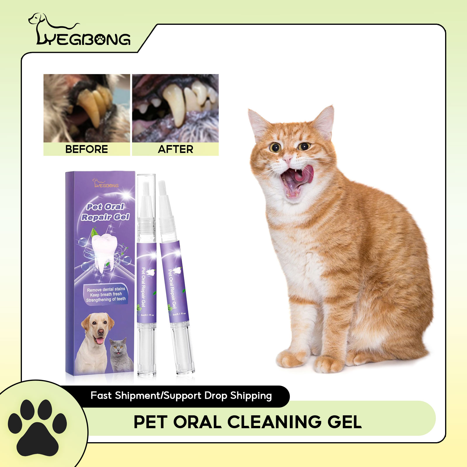 Teeth Whitening Mouthwash - สัตว์เลี้ยง Oral Repair GEL Puppy Tartar